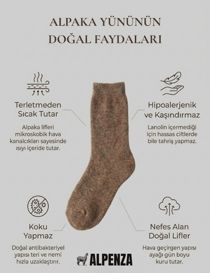 Alpenza Doğal Alpaka Yünlü Kışlık Çorap