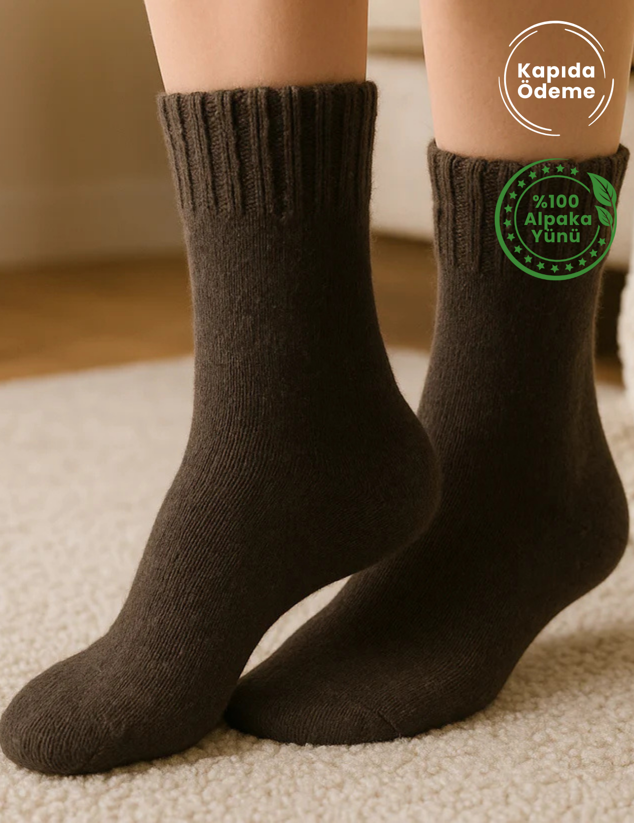 Alpenza Doğal Alpaka Yünlü Kışlık Çorap