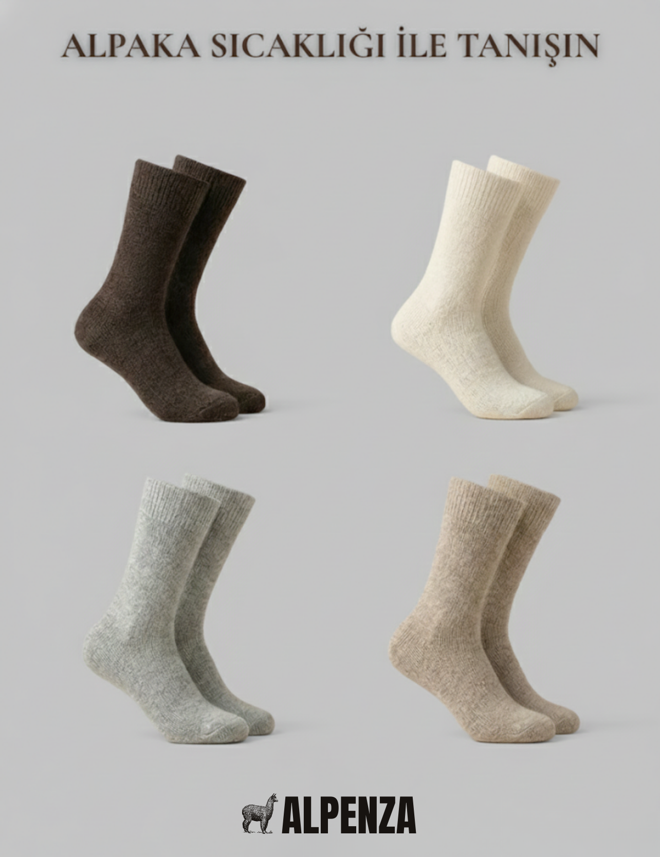 Alpenza Doğal Alpaka Yünlü Kışlık Çorap